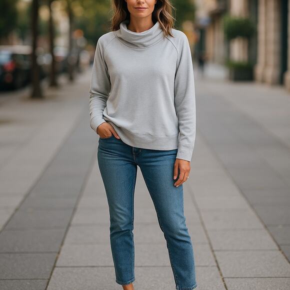 ZELOS Tops - Zelos Activewear Womens Sweatshirt Size Medium Gray Slouchy Pockets Thumbholes‎